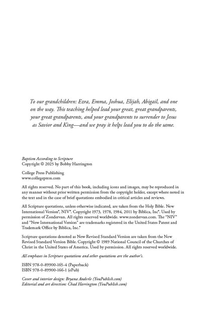 NOW AVAILABLE - Baptism According to Scripture: A Clear, Short, and Unfiltered Guide