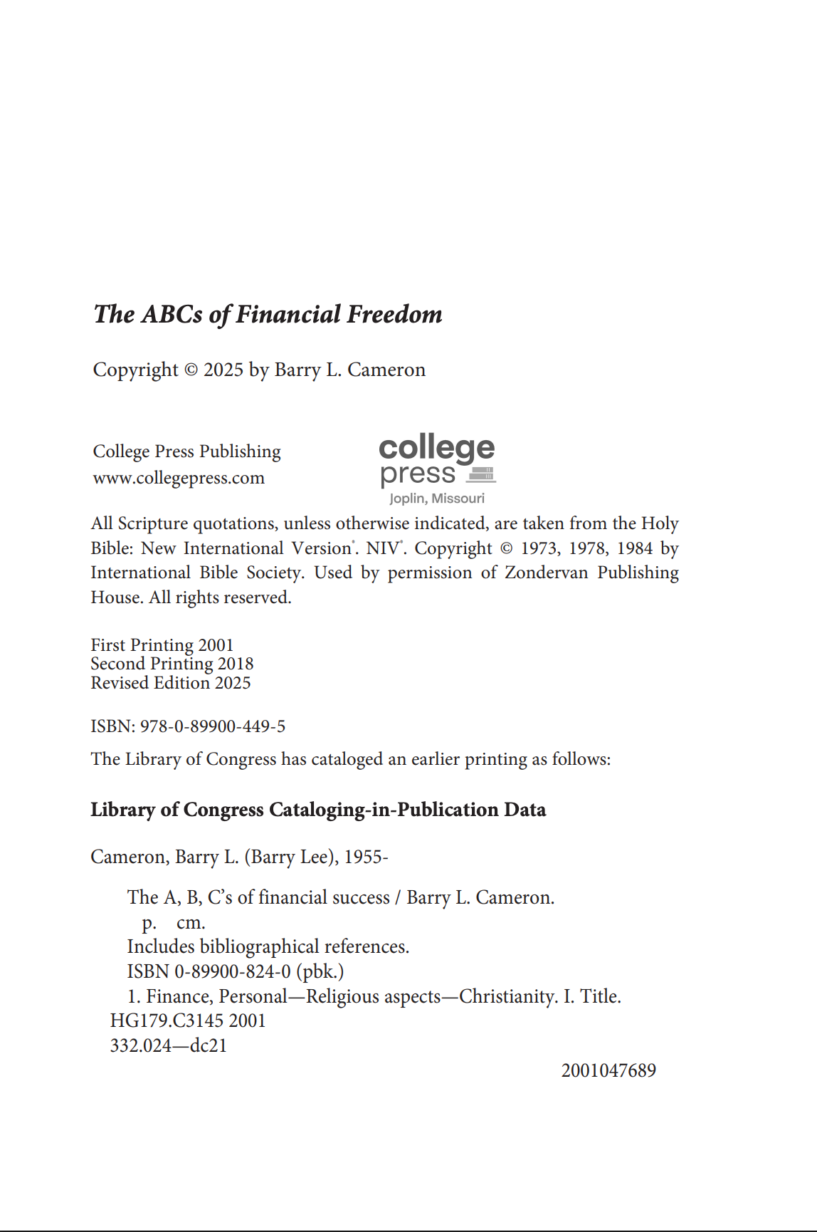 ABC's of Financial Freedom - 2025 Revised Edition