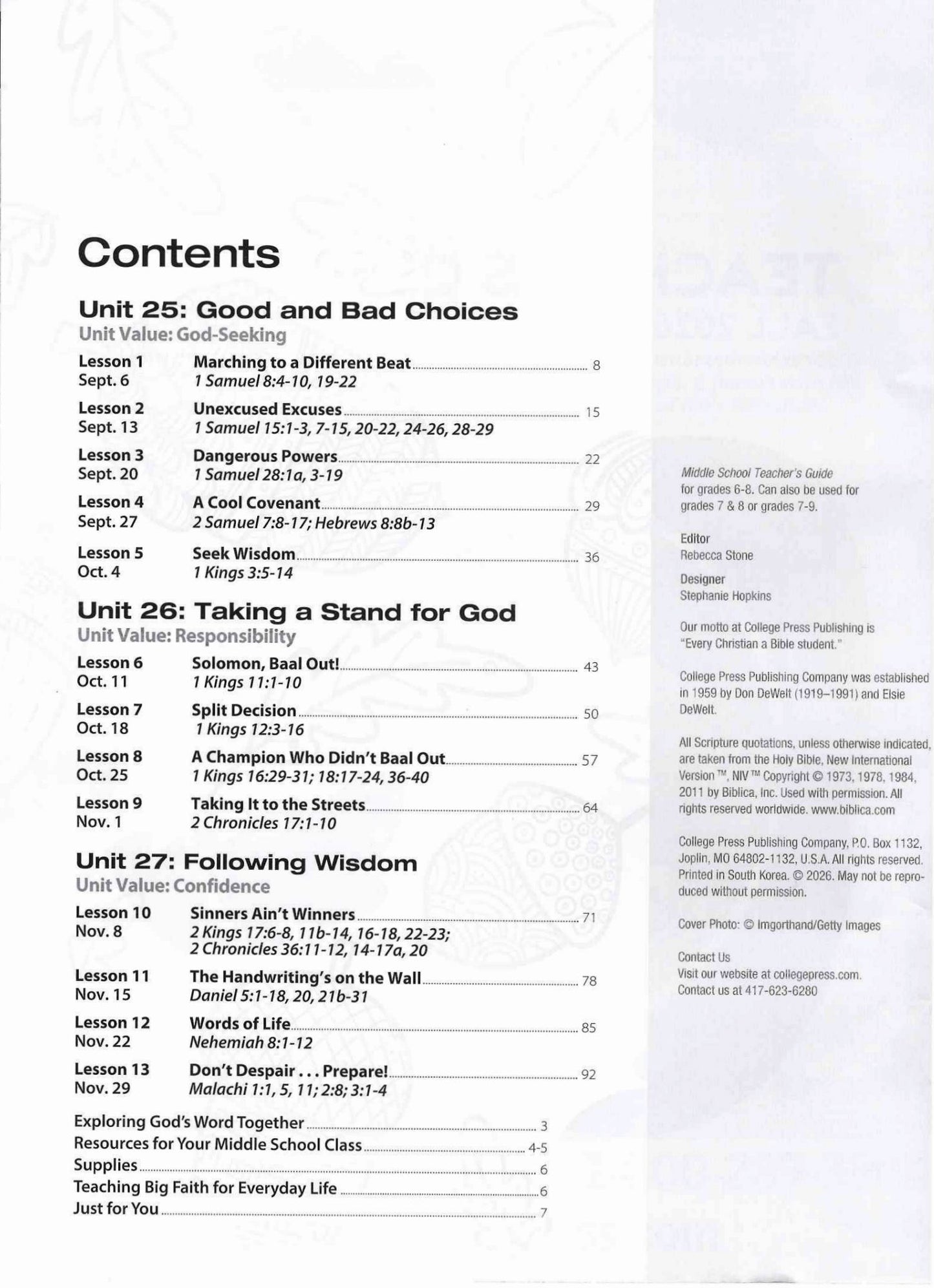 Middle School (6th-8th grade) Teacher's Guide