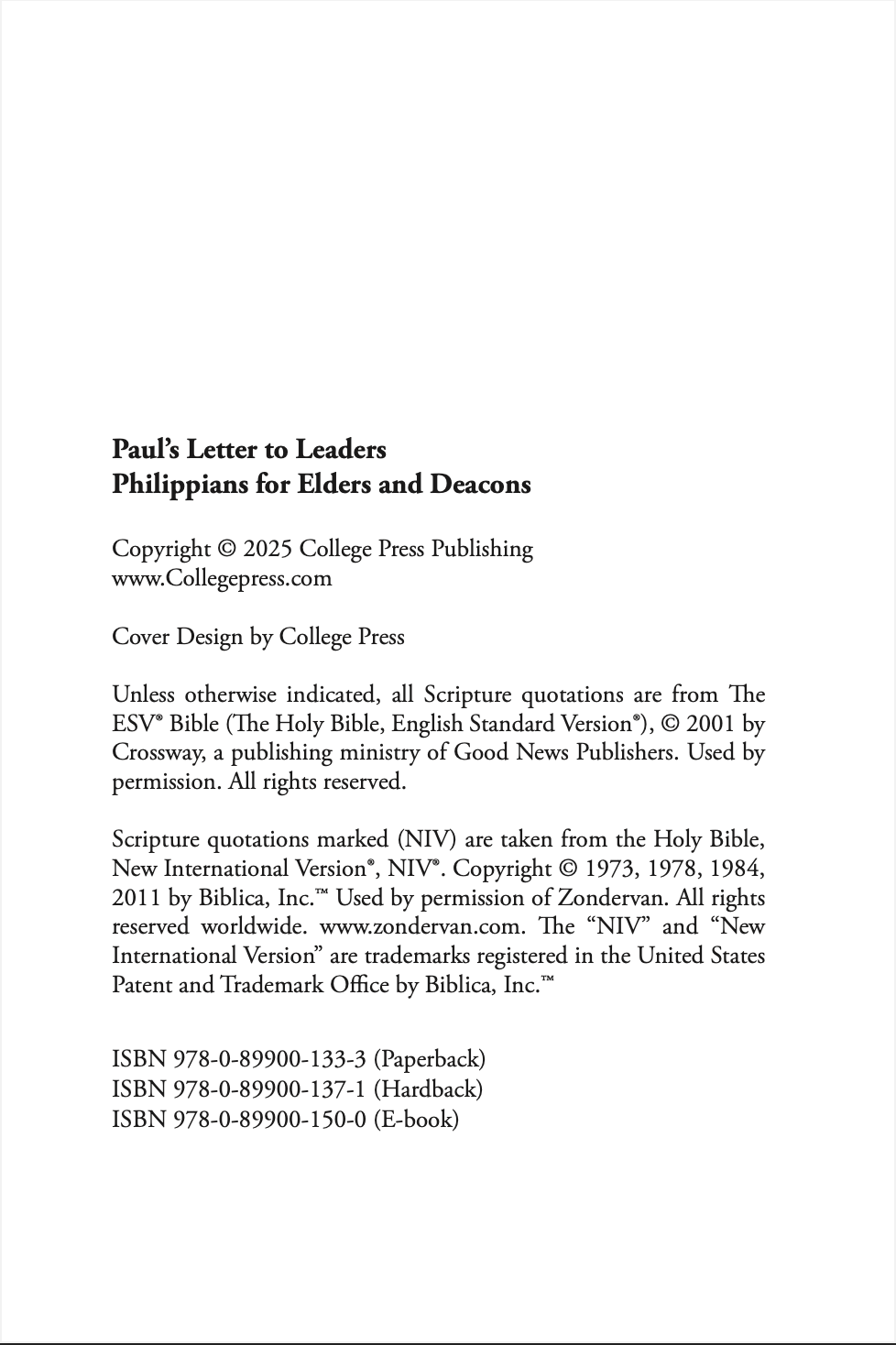 Paul's Letter To Leaders: Philippians for Elders and Deacons PRE-ORDER NOW! Releases 4/24/2025