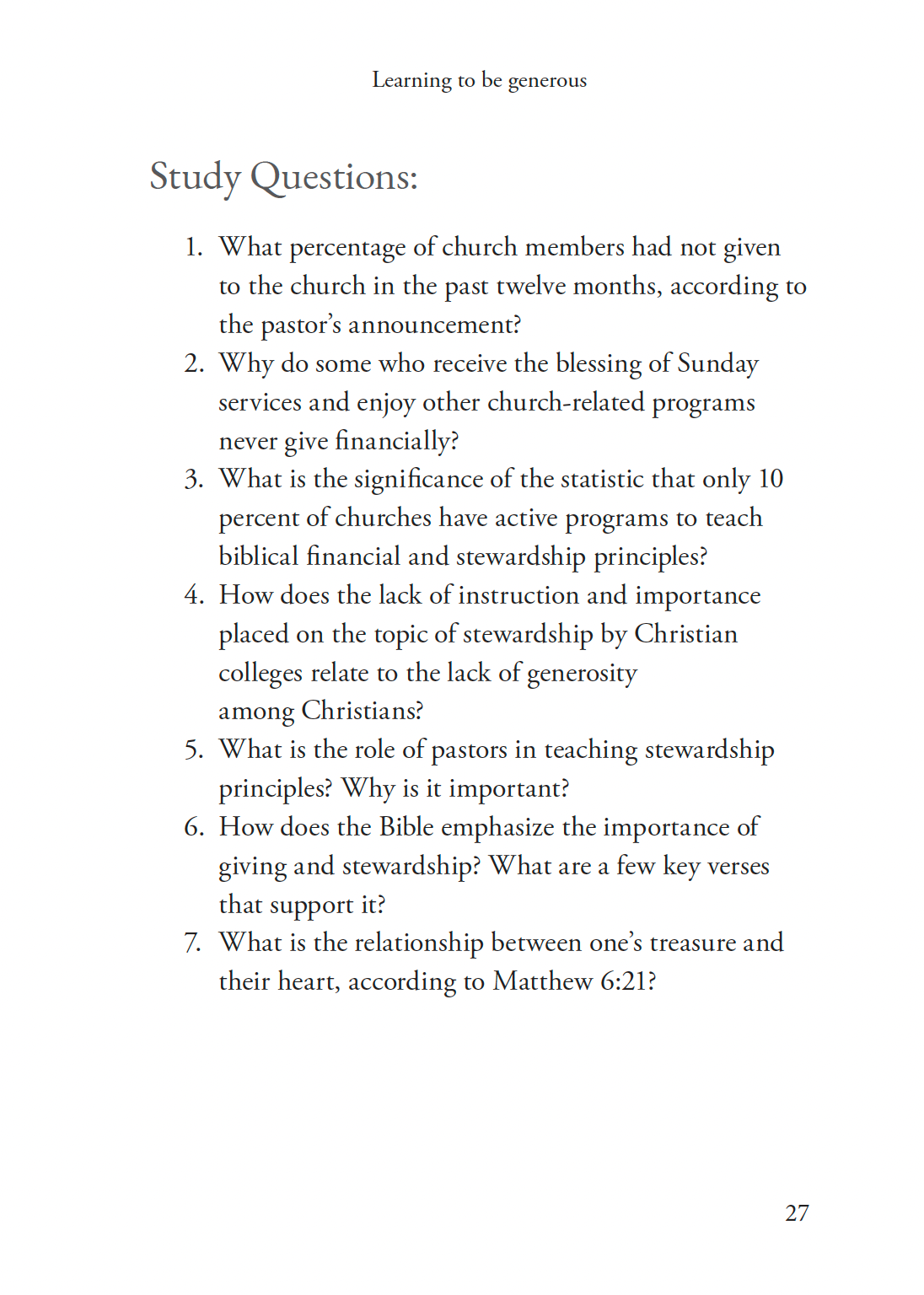 Growing Into Generosity