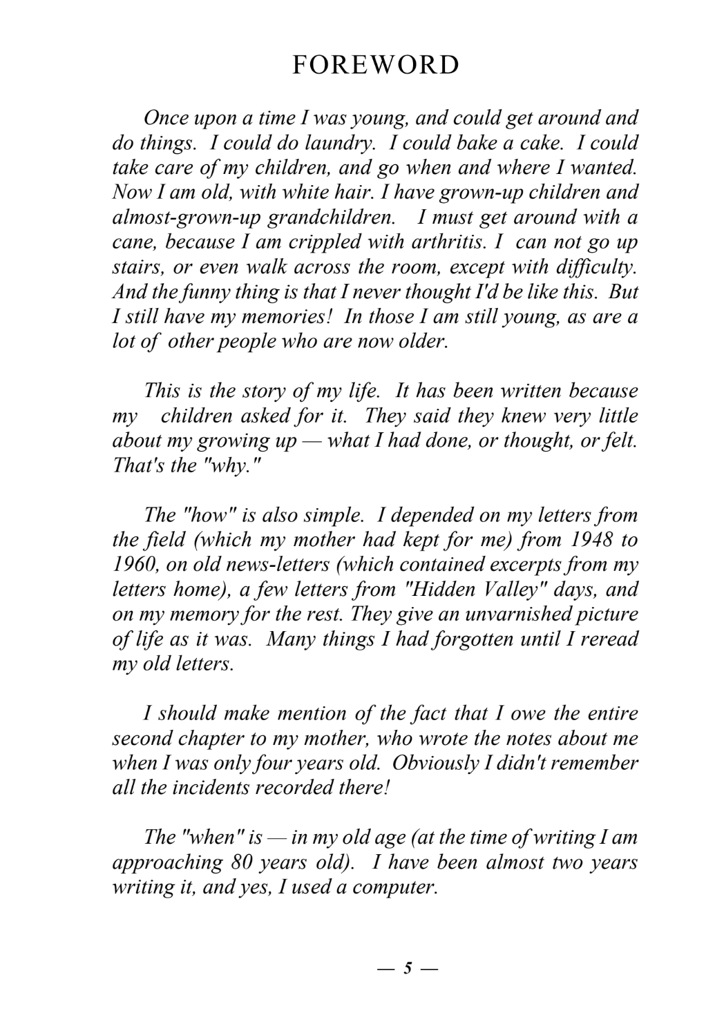 Once I was Young: A Missionary Wife's Perspective