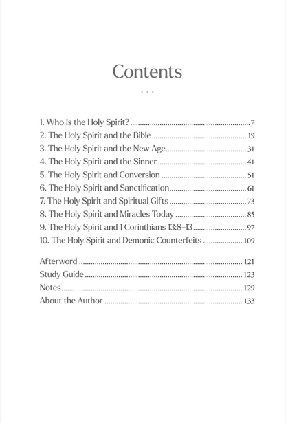 A printed table of contents page with the title 'Contents' at the top and a list of chapter and section headings with page numbers below on a white background.