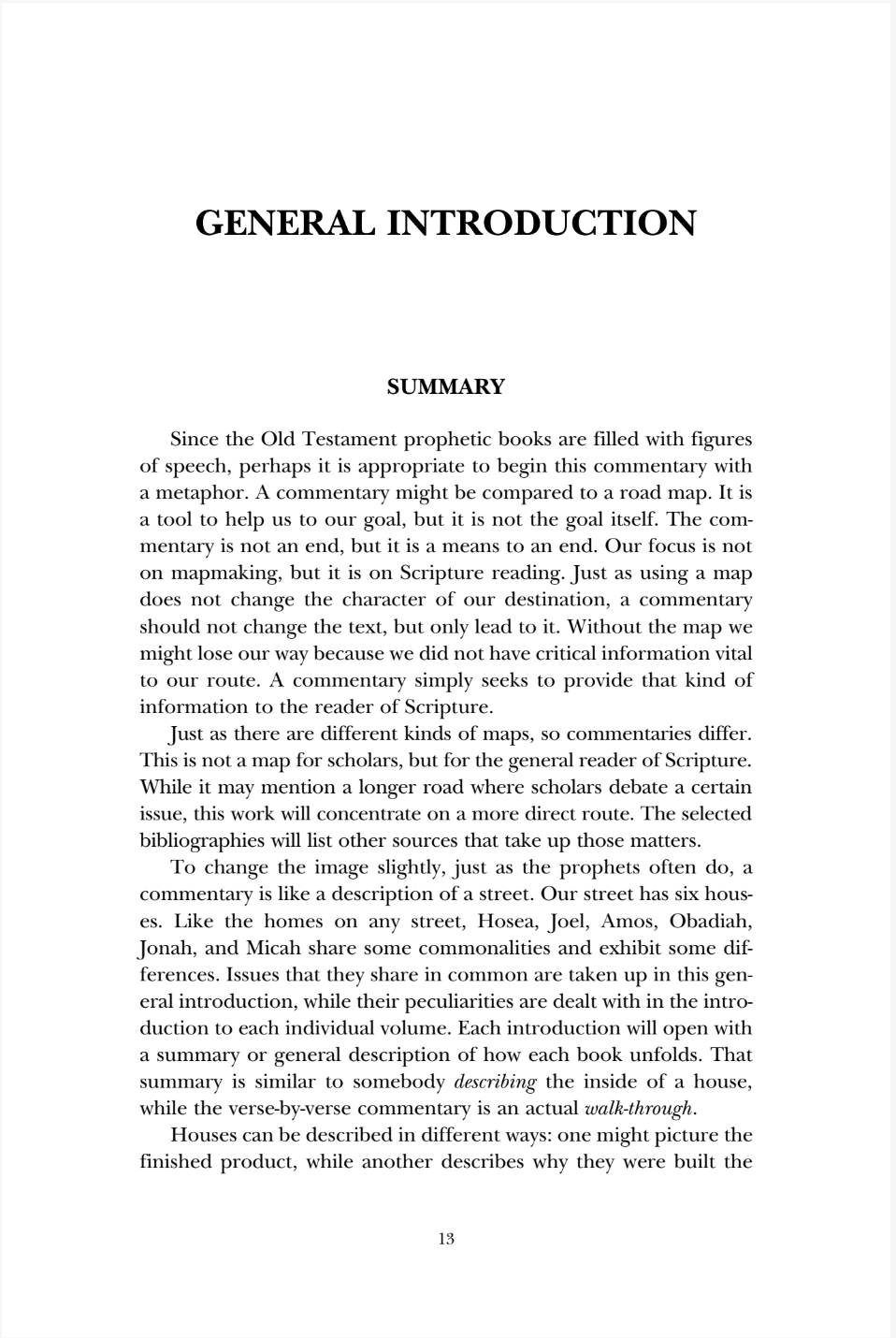 A scanned book page with the heading 'GENERAL INTRODUCTION' and a 'SUMMARY' section containing paragraphs of text on a white page.