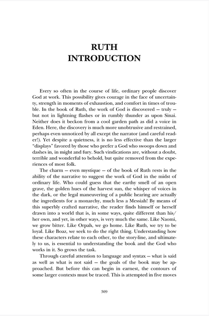 A scanned book page with the title 'RUTH INTRODUCTION' in a serif typeface, followed by several paragraphs of black text on a white page.