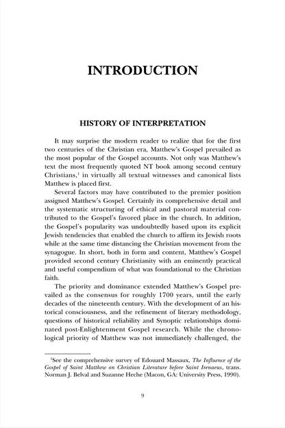 A scanned or photographed page from a book or journal containing the printed text 'INTRODUCTION' and 'HISTORY OF INTERPRETATION' in black serif type on a white page, with a footnote at the bottom.