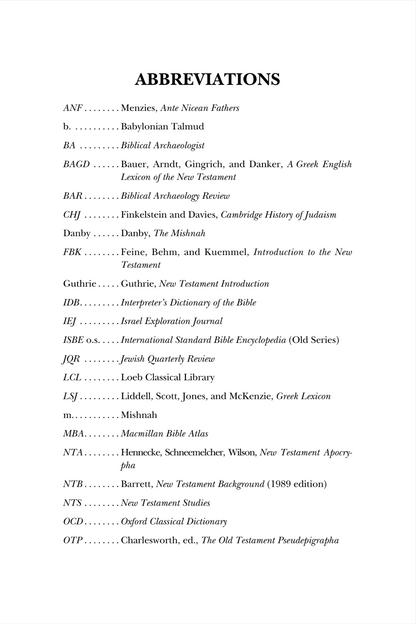 A page titled 'ABBREVIATIONS' listing many shortened forms and their full meanings in black serif text on a white background.
