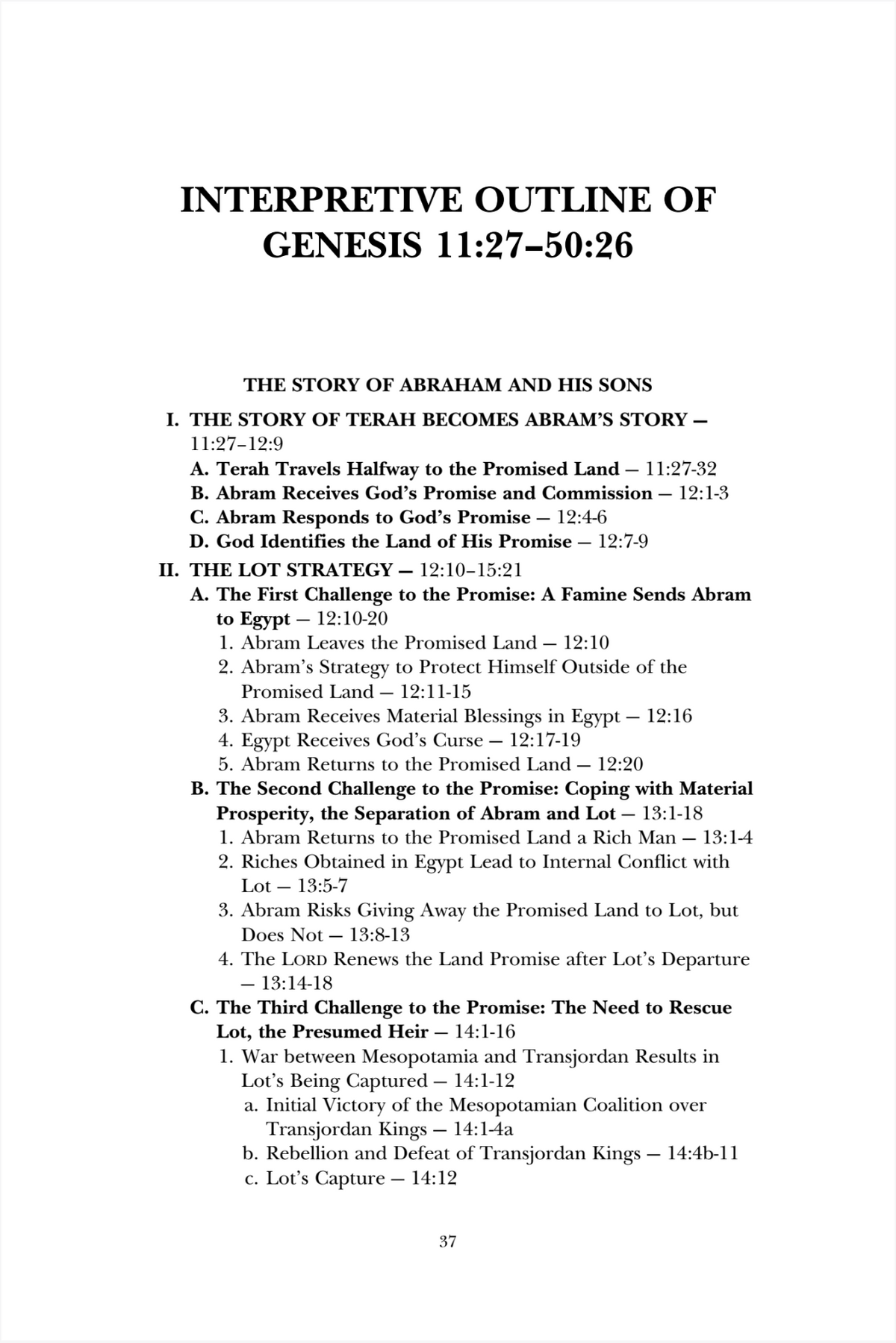Outline of Genesis 11:27-50:26 on a white background