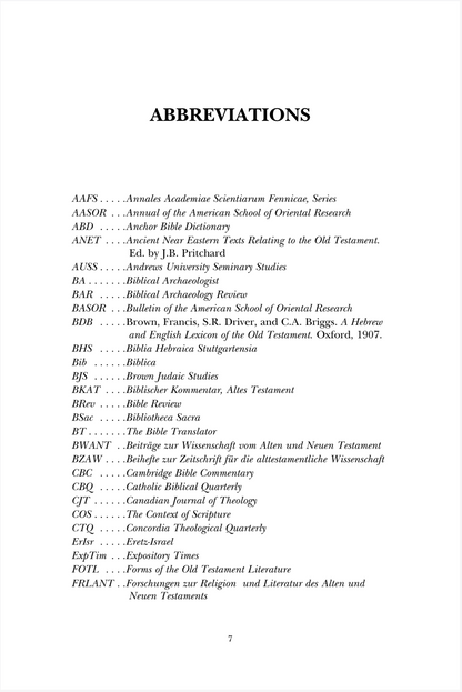 Page listing abbreviations in a text format on a white background