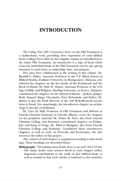 A scanned book page from 'Introduction' of 'The College Press NIV Commentary Series on the Old Testament', showing a white page with black text and a small red page number at the bottom.