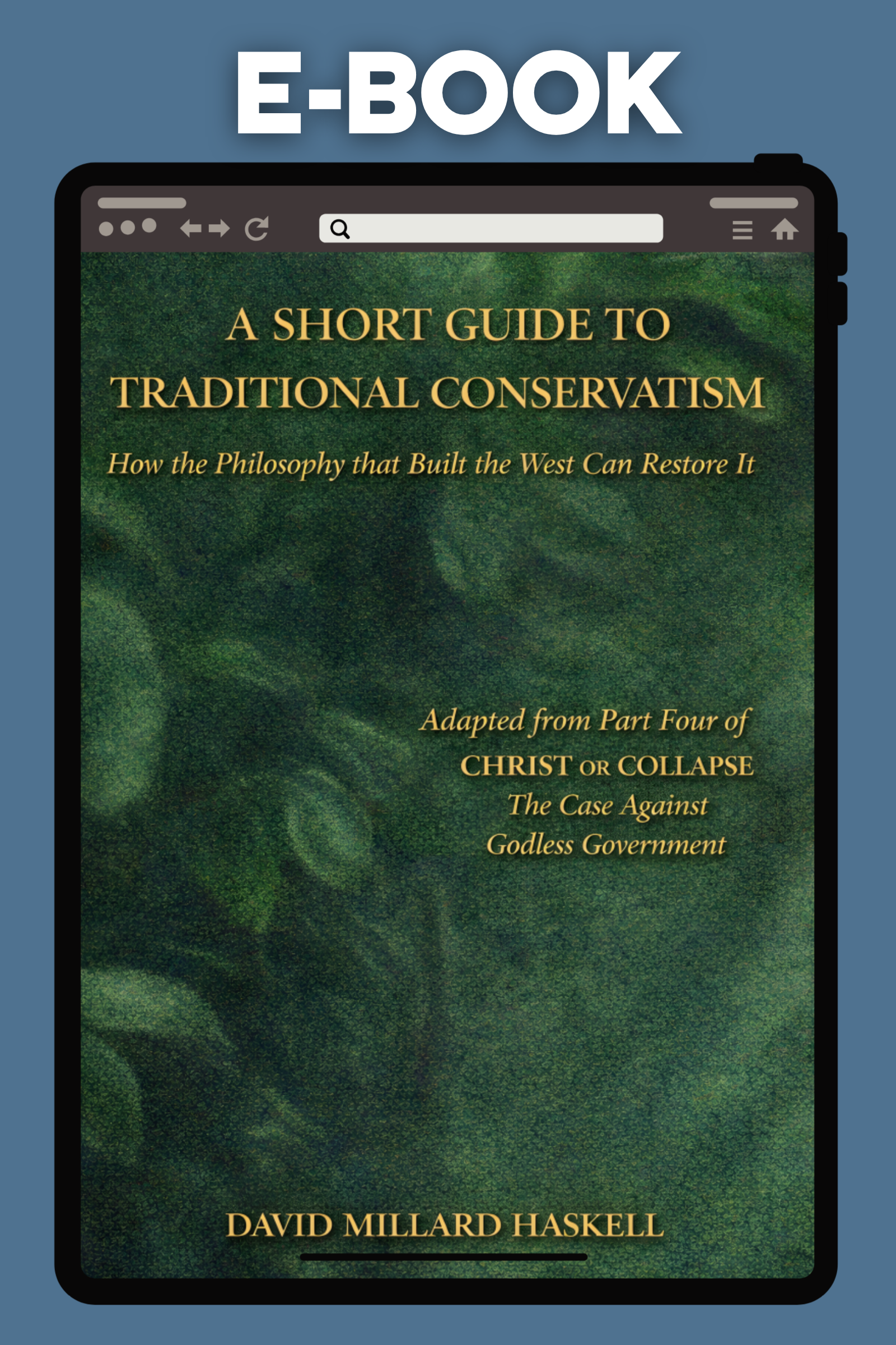 E-book cover of 'A Short Guide to Traditional Conservatism' by David Millard Haskell on a blue background.