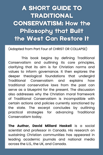 Book cover of 'A Short Guide to Traditional Conservatism' with text on a blue background